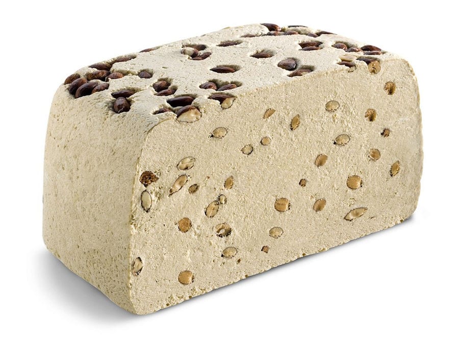 a piece of Greek 'halva' with almonds at 'M. Kosmidis'